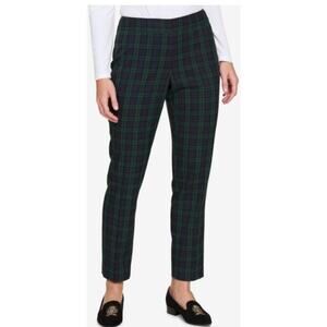 TOMMY HILFIGER Women's Size 10 Green Plaid Pull-On Mid-Rise Pants